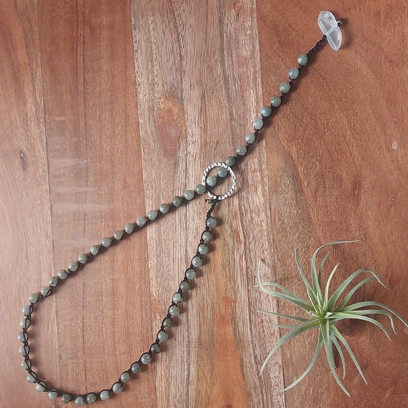 Labradorite and Quartz Crystal Lariat Necklace - Picture 13 of 14